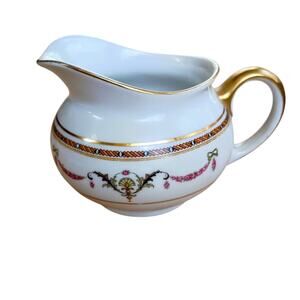 Vintage H&C Heinrich Selb Bavaria Creamer Swag Pink Roses Gold Trim